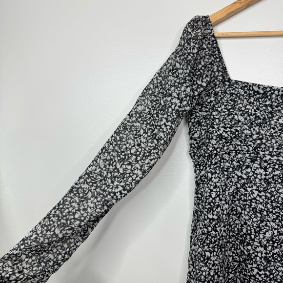 Abercrombie & Fitch Emerson Chiffon Long Sleeve MIDI Floral Square Neck Sundress - Picture 7 of 12